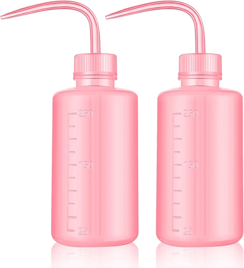 DERSTRA Wash Bottles - 2pcs 250ml Safety Wash Bottle Watering Tools, Economy Plastic Squeeze Bottle Medical Label Green Soap Cleaning Washing Bottle White (Pink) - Image 1
